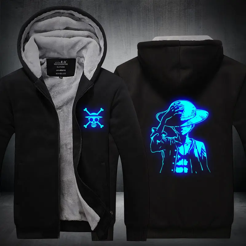 Fans Made Winter Hoodie Monkey D. Luffy UTA Law At Night Zip Up Hoodies 3D Printed Hooded Cosplay Sweatshirts