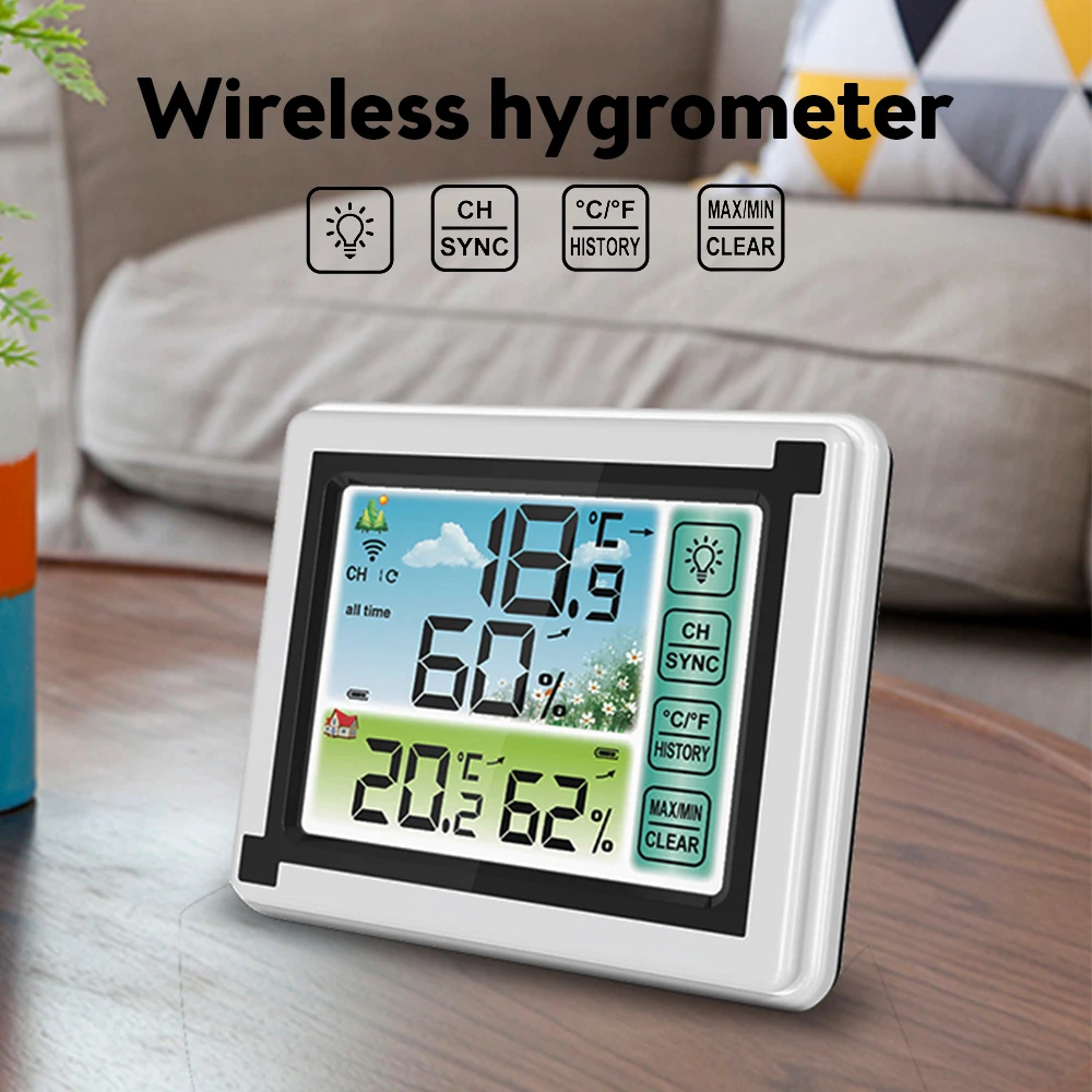 

Digital Thermometer Weather Station Indoor Outdoor Wireless Temperature Humidity Sensor Meteorological Hygrometer Thermometer