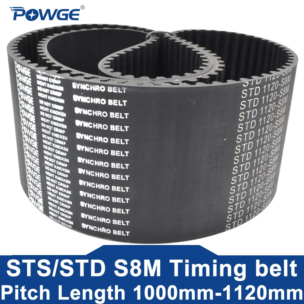 

POWGE STD S8M Ремень ГРМ Lp = 1000 1008 1016 1024 1032 1040 1048 1056 1064 1072 1080 1088 1096 1104 1112 1120 Ширина 15-85 Резина