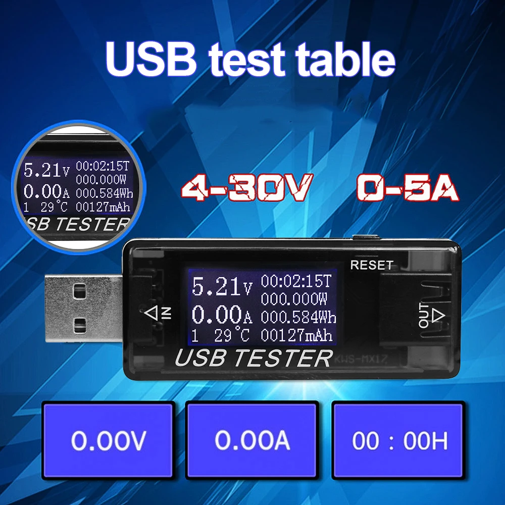 USB Tester DC Power Meter 4V-30V Digital Voltmeter Voltimetro Volt Meter Power Bank Wattmeter Voltage Tester Doctor Detector