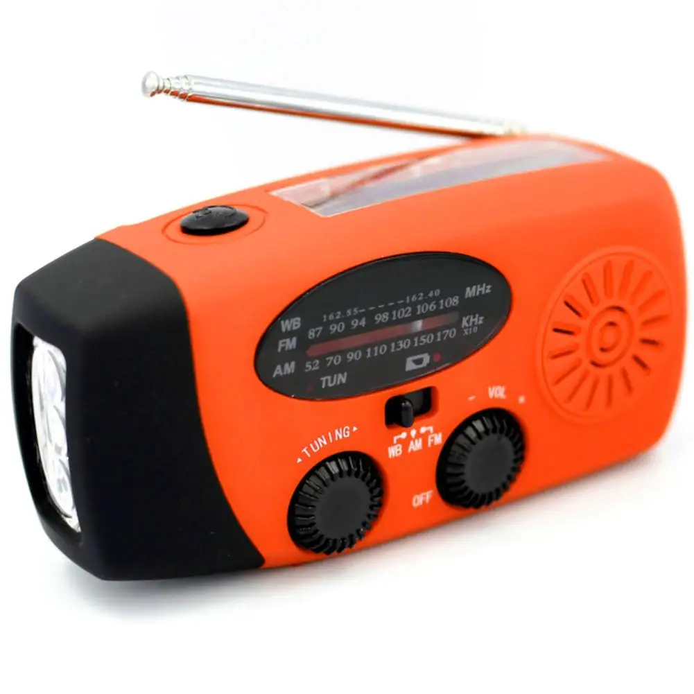 

Multifunctional Radio Hand Crank Solar USB Charging FM/AM/WB/NOAA Weather Radio Emergency LED Flashlight Power 2000mAh Bank