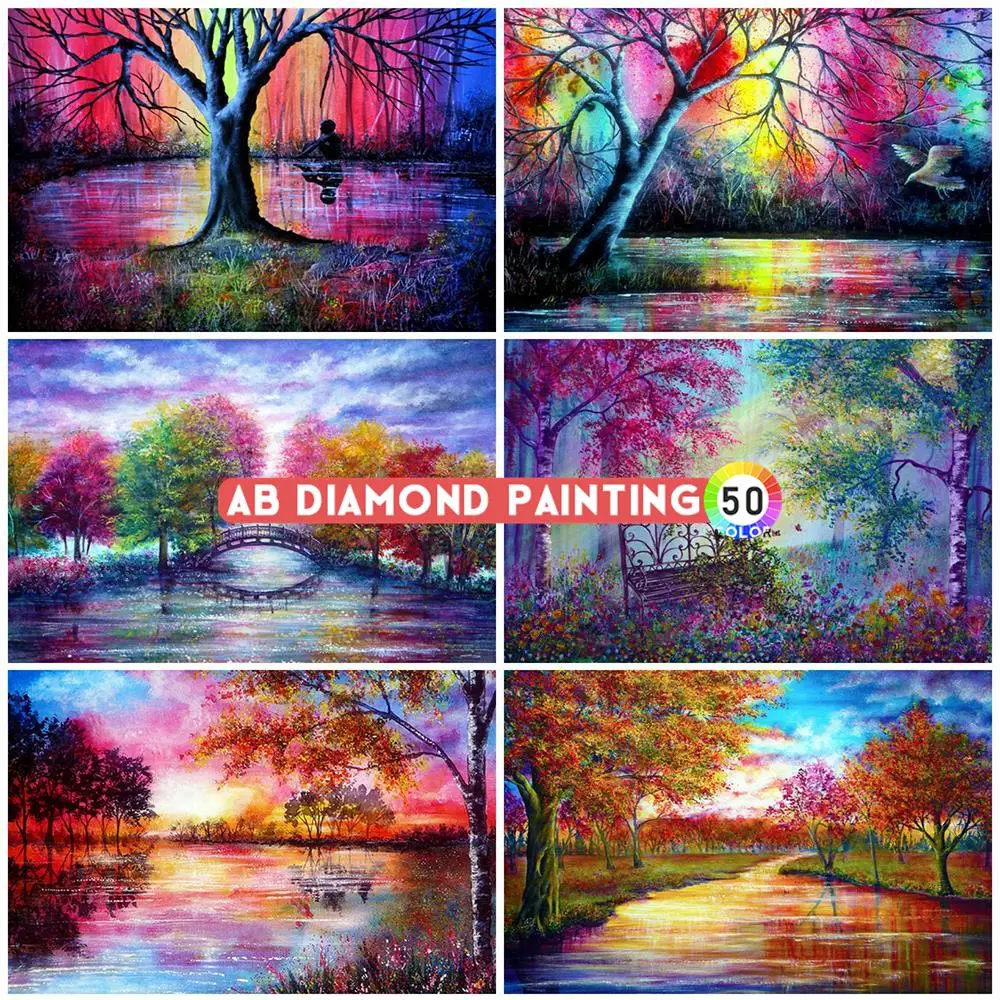 

Алмазная живопись AB 5D Вышивка деревом вышивка пейзаж Стразы Вышивка крестиком хобби ручной работы полная дрель DIY настенные наклейки