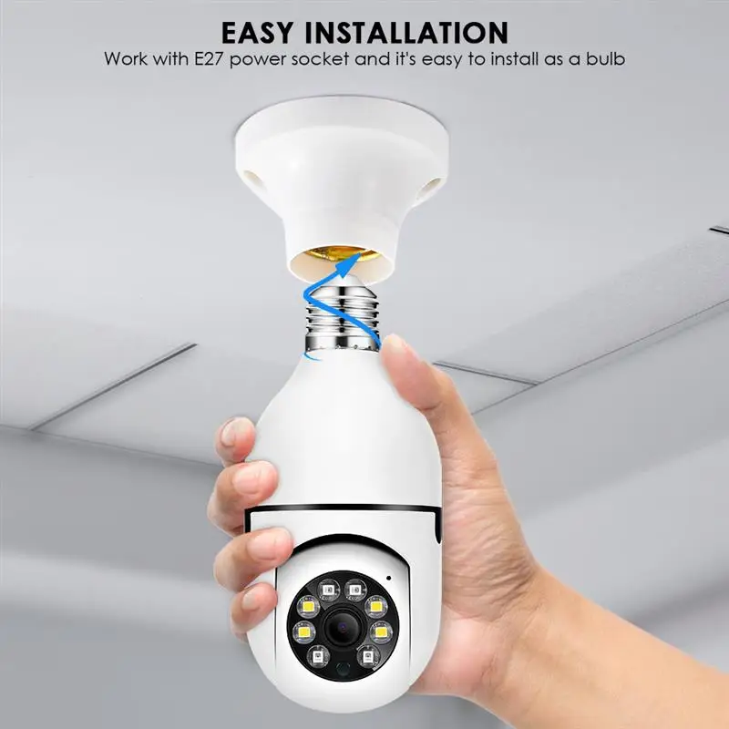 

2022 Top E27 Wifi Surveillance Cameras Night Vision WiFi Camera With Motion Sensor Smart Home Webcam Indoor Security Protection