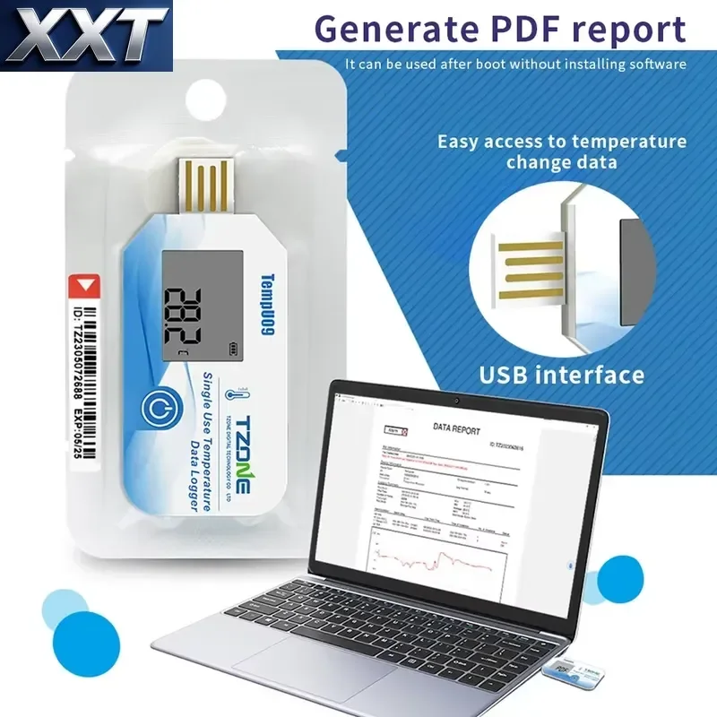 Фото Цифровой USB-регистратор данных температуры и влажности XXT, высокоточный термометр без дисплея, без IP-защиты, для холодильных установок №3