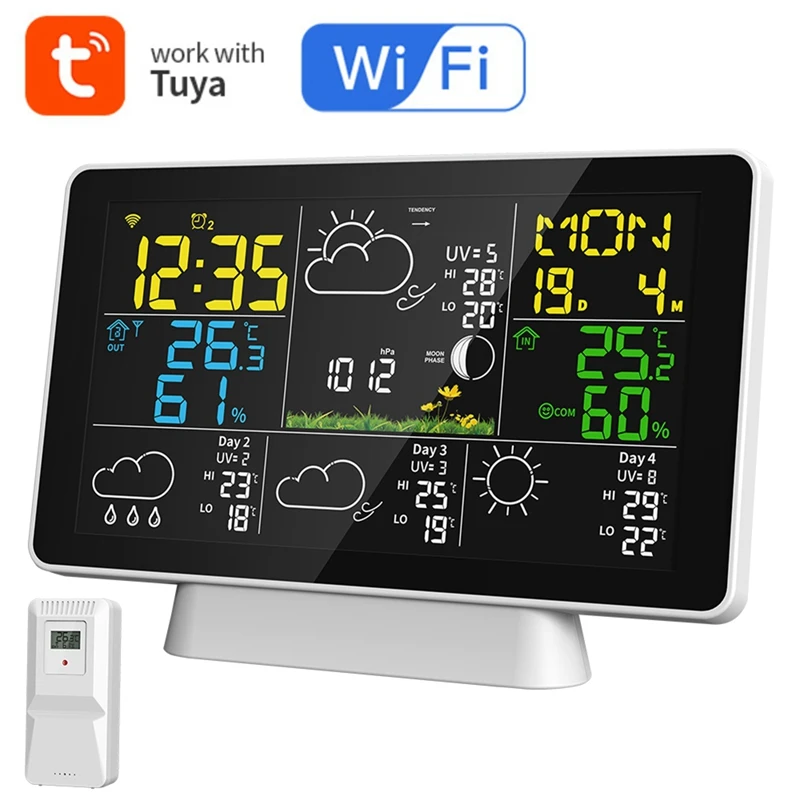 Метеостанция Tuya с Wi-Fi 7 5 дюйма термометр гигрометр для дома и улицы измеритель