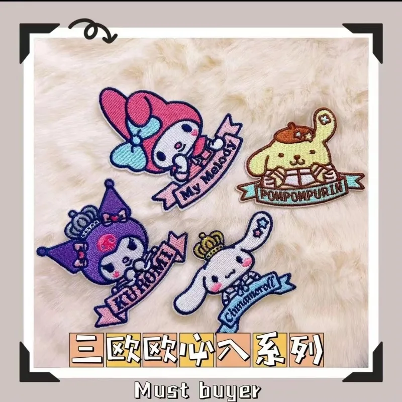 Новинка Sanrio Cinnamoroll Kuromi мультяшная Милая ткань с вышивкой патч для обуви сумки