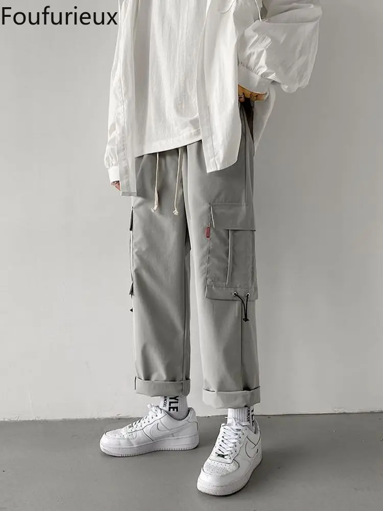 

Foufurieux Men Japanese Streetwear Cargo Pants 2022 Mens Harajuku Fashions Pants Male Korean Pockets Joggers Trousers Harajuku