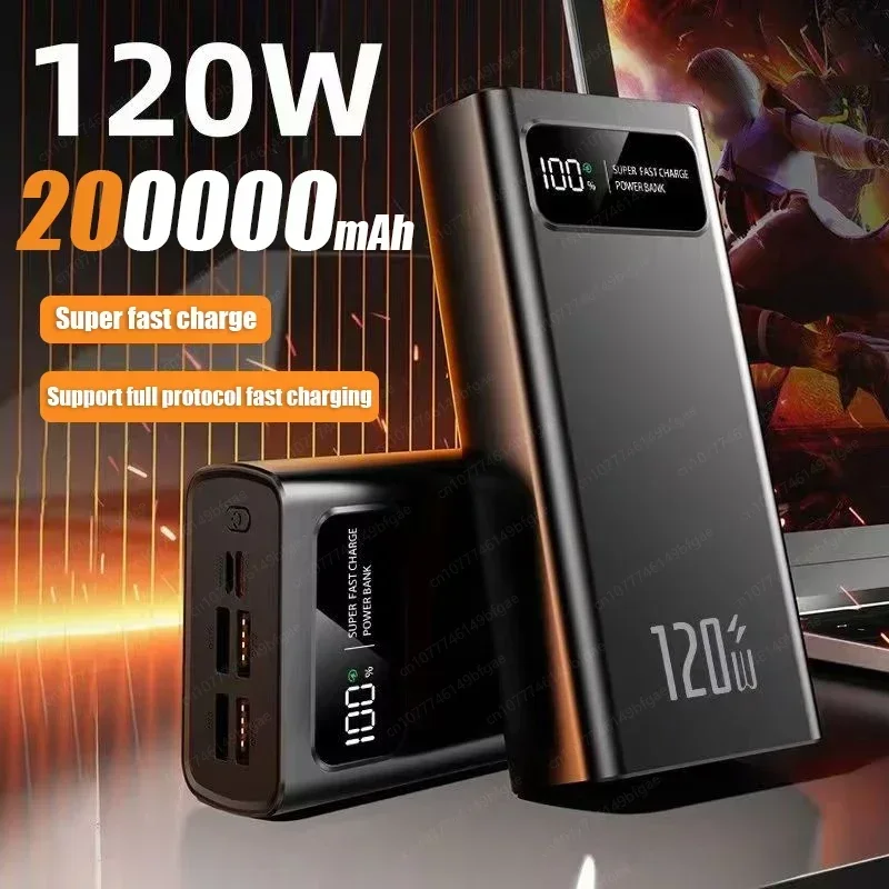 Фото 120 Вт 200000 Портативный внешний аккумулятор мАч Power Bank с быстрой зарядкой PD 20 Вт для мобильного телефона IPhone 16 Xiaomi Samsung Powerbank для ноутбука №2