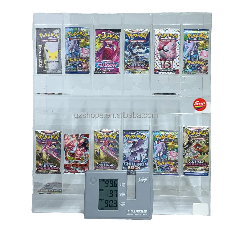 Фото Оптовый портативный прозрачный акриловый диспенсер для бустер-паков TCG с 6 слотами, акриловый держатель для игровых карт №1