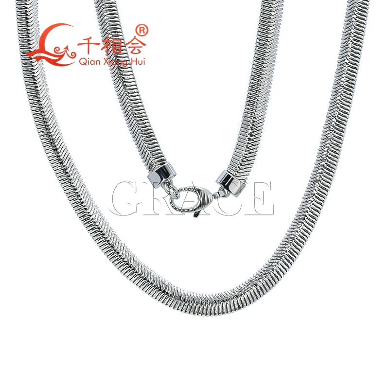 Necklace 6mm width flat  Woven snake bone chain  925 Silver Sterling  Trendy men women Hip Hop Link Chain jewelry
