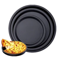 56789 inches gold black round pizza pan carbon steel nonstick baking oven bakeware cake pastry dish pies plate kitchen tools