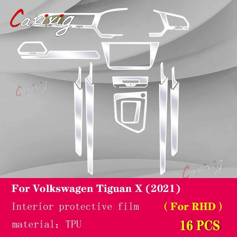 

Для Volkswagen Tiguan 2021 2022, салон автомобиля, центральная консоль, прозрачная защитная пленка из ТПУ, ремонтная пленка против царапин, аксессуары