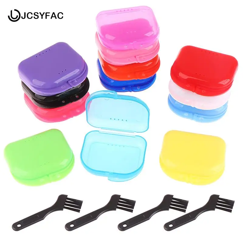 

Denture Storage Hygiene Supplies Organizer With Brush Fake Teeth Orthodontic Case Plastic Box Oral Dental Retainer Mouth Guard