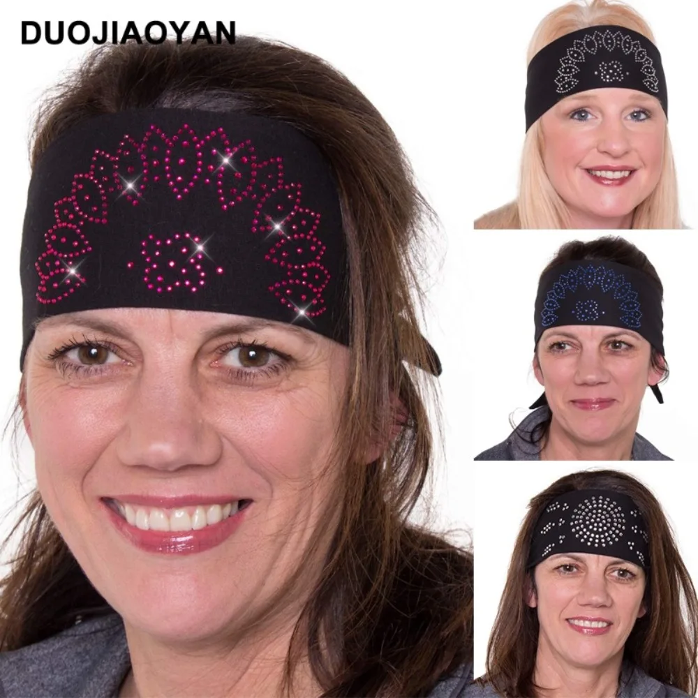 

Женская спортивная повязка на голову, эластичная повязка на голову, эластичная повязка для волос, широкая повязка на голову с кристаллами, повязка на голову для йоги