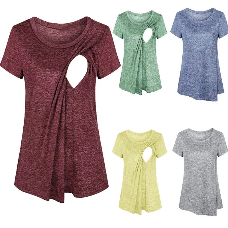 

Футболки для беременных Одежда для беременных рубашка топы с круглым вырезом Футболка для беременных Повседневный лестный пуловер для беременных с боковыми рюшами