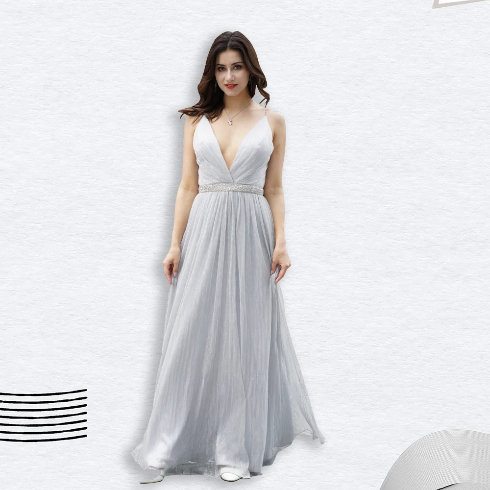 

Соблазнительные платья подружки невесты с глубоким V-образным вырезом вечернее платье на бретелях без рукавов длиной в Пол Элегантные Прос...