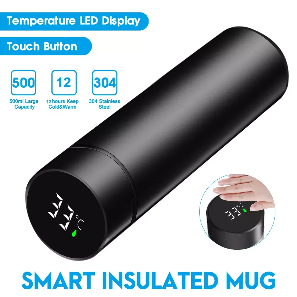 

Smart Stainless Steel Thermal Mugs Insulation Water Bottle LED Temperature Display Intelligent Thermos Bottles Coffee Cups 500ML
