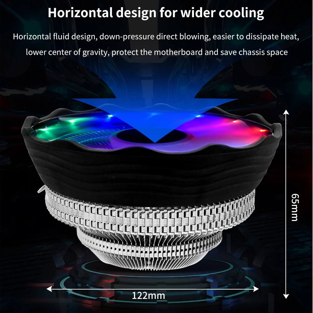 Кулер для процессора TISHRIC кулер охлаждения 120 мм RGB 3Pin PWM Intel LGA 1700 1200 1150 1151 X79 E5 AMD AM2 AM3