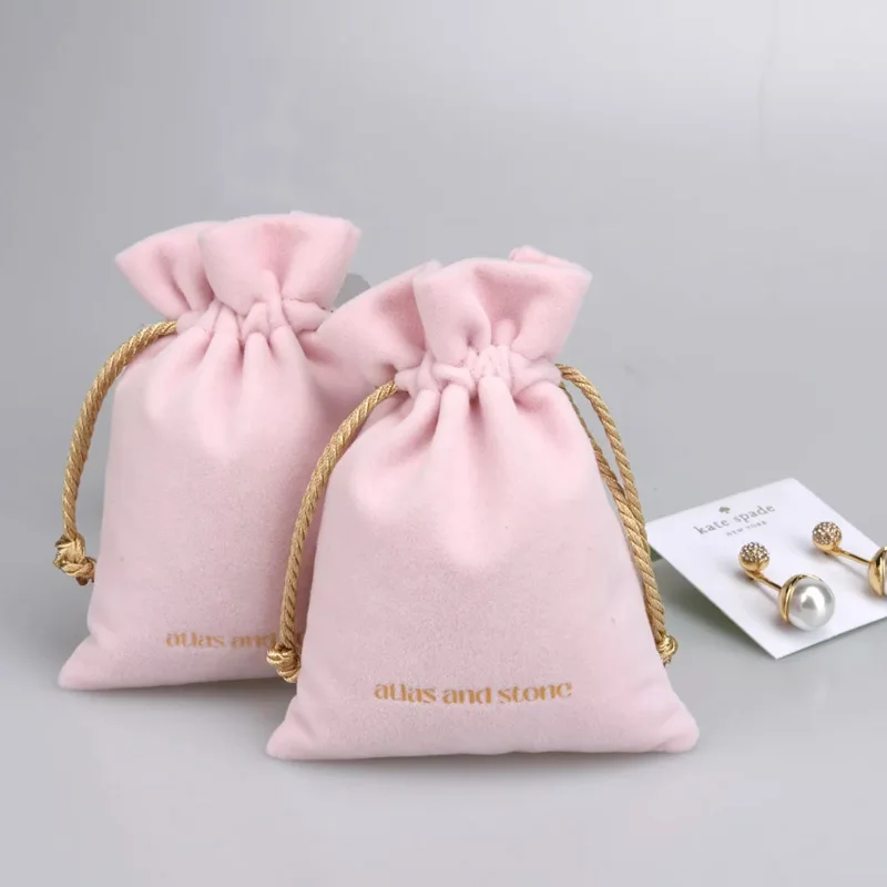 Pink Velvet Gift Bags Jewelry Travel Storage Sack 8x10cm 9x12cm 10x15cm Eyelashes Cosmetics Drawstring Pouches