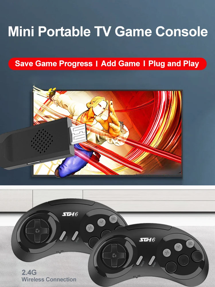 Video Game Stick 4k 16-bit Wireless MD Console For SEGA NES FC Genesis Mega Game Stick Retro Master Sytem Dendy TV SMS GAME