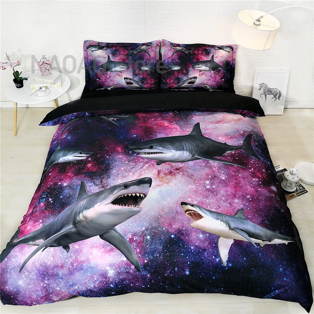 Shark Galaxy Bedding set 3D Duvet Quilt Cover Twin queen king size Bedclothes Quilt Cover 3pcs
