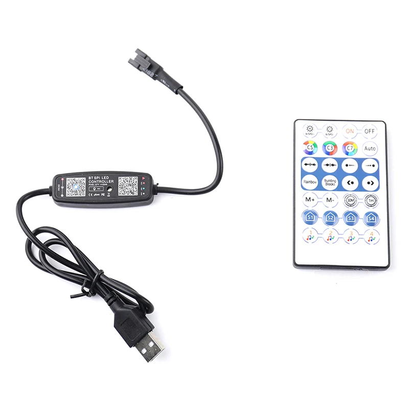 

WS2812B Controller Bluetooth Music APP Control for Pixel LED Strip Light SK6812 WS2811 WS2812 Tape Lights USB 5V Remote Control