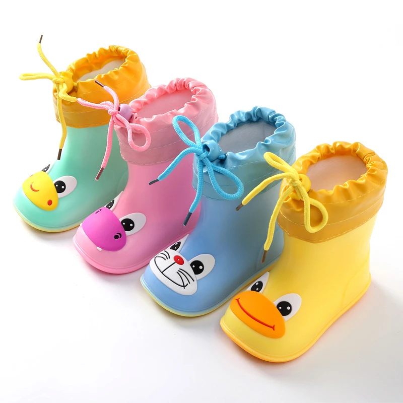 

Непромокаемые детские сапоги EVA, съемные сохраняющие тепло Детские Мультяшные животные, для мальчиков и девочек, нескользящая обувь для воды, обувь для малышей, брызги