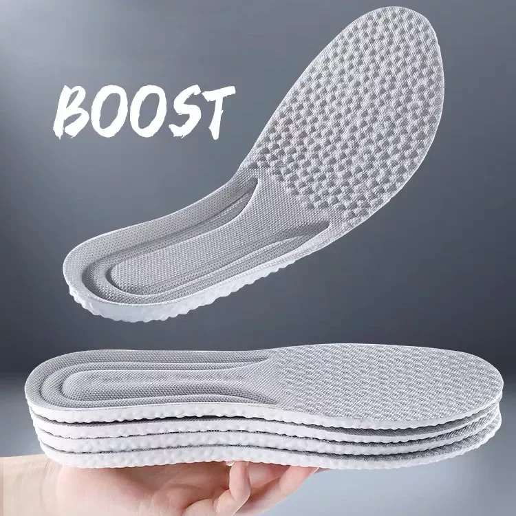 2Pairs Sports Shoe Insoles Boost Shockproof Emulsion Sweat-absorbing Deodorizing Men Women Cut Size Shoe Pads Mesh Insole