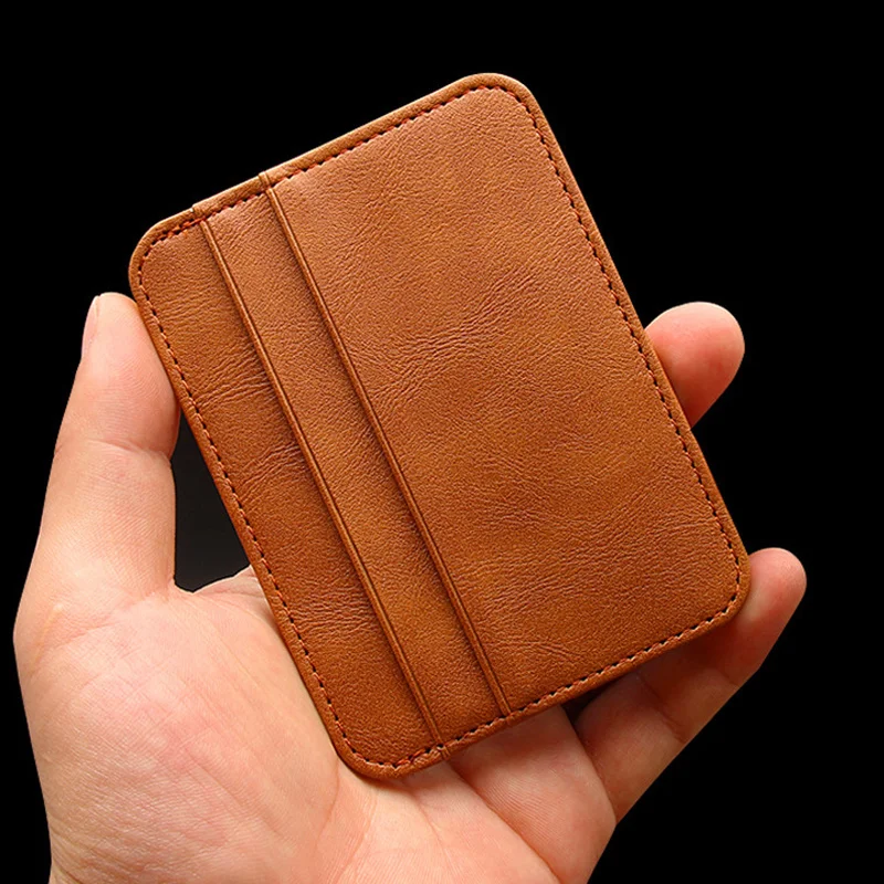 

New thin PU leather mini wallet thin bank credit card holder 5 slots men's business card small id case for man handbag card