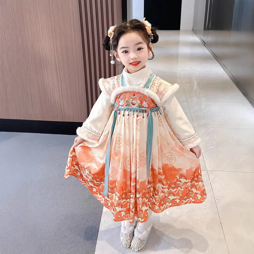 Ханфу для девочек осенне-зимний новый стиль детский старинный костюм суперфеи