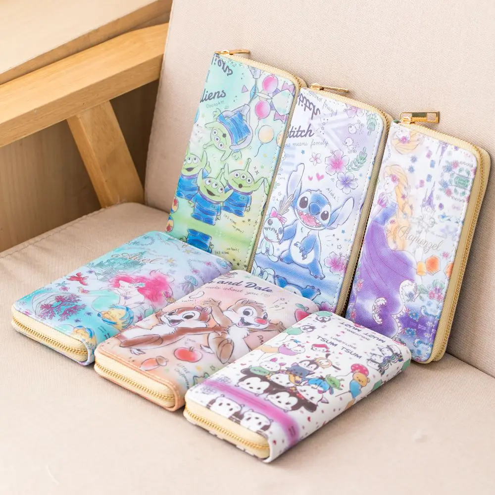 

Disney mickey mouse Cute long wallet female cartoon large-capacity clutch bag multifunctional simple handbag Stitch storage bag