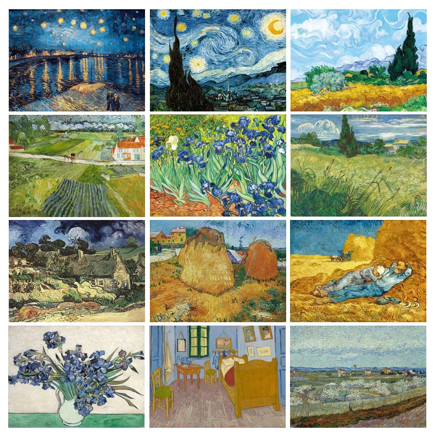 

Famous Van Gogh Cafe Terrace At Night Mosaic Painting Cross Stitch Kits Sunflower Diy Full Rhinestone Embroidery Scenery AA4430