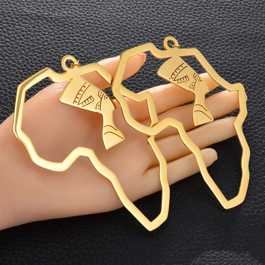 Anniyo цвета золота серьги из нержавеющей стали в виде египетской королевы Nefertiti