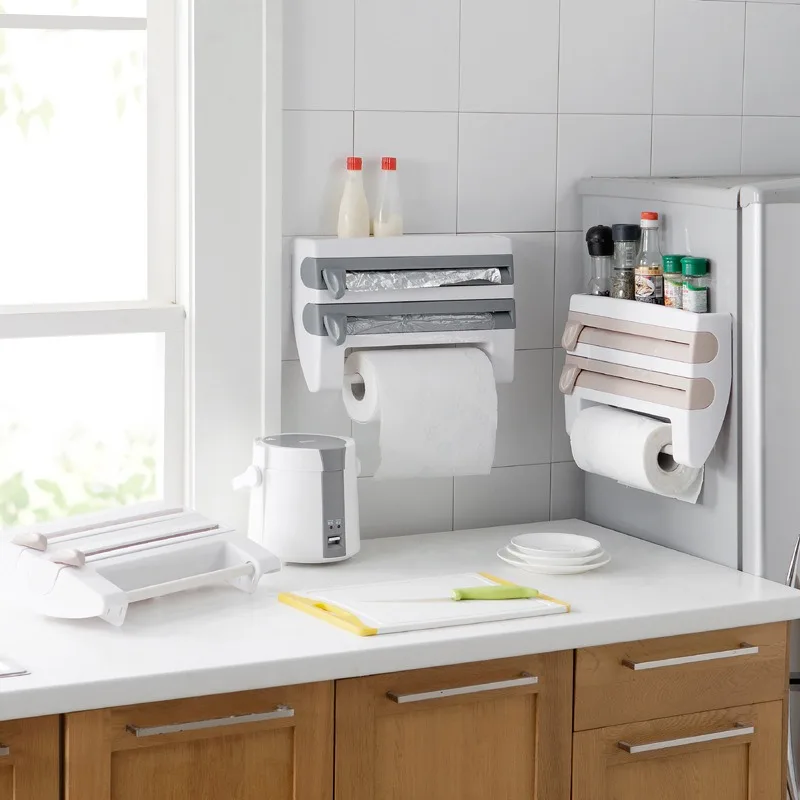 

Fanta японская модная домашняя кухонная многофункциональная стойка для хранения пластиковой пленки с резаком стеллаж для хранения прямые продажи с завода