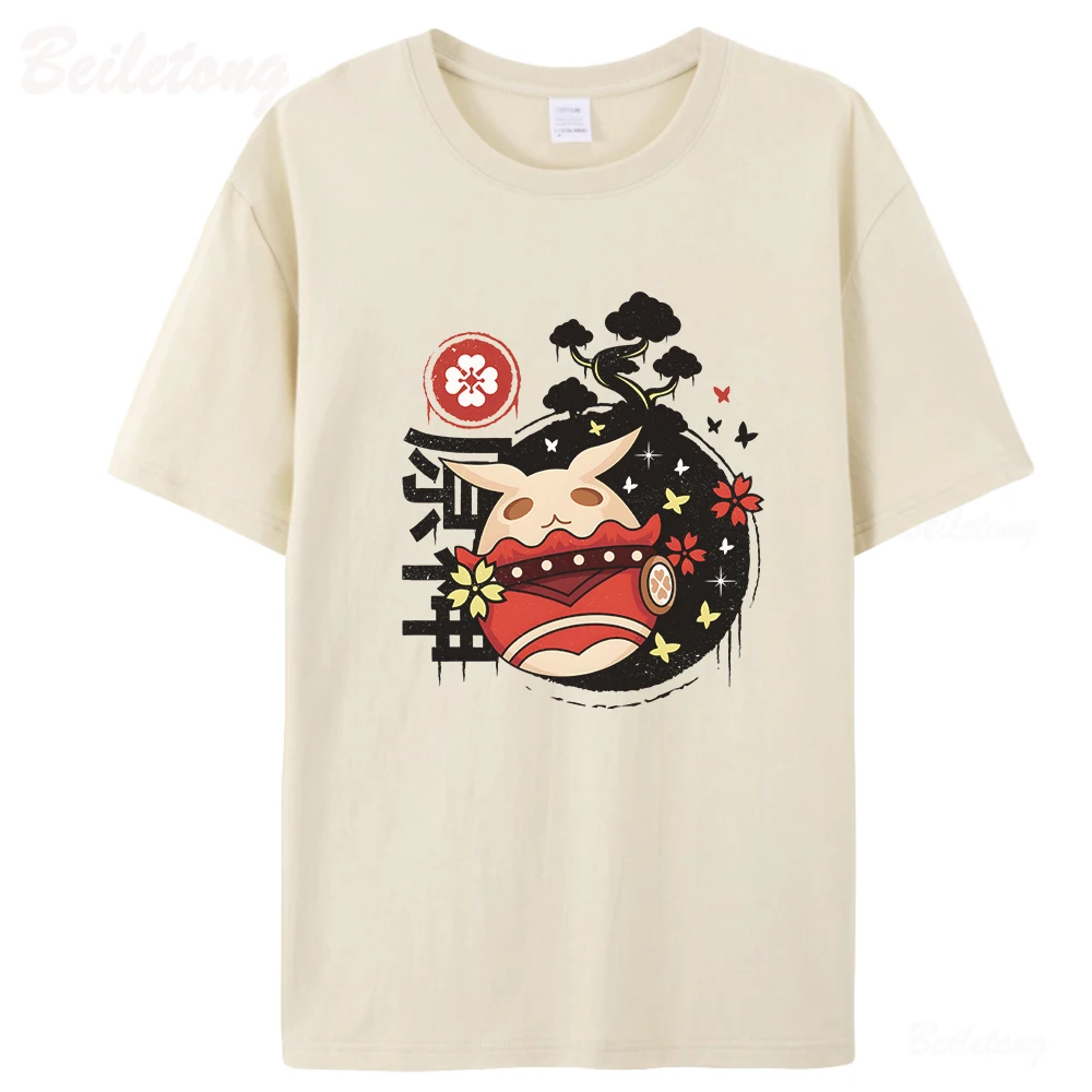 

Genshin Impact T Shirt Guoba Spicy Powers Cartoon Print Japanese Style Summer 100% Cotton Tops Harajuku Unisex Loose Tees Female