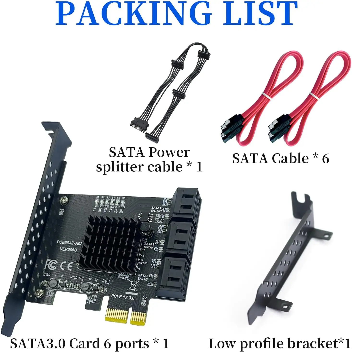 Фото Карта контроллера PCI-E 1X к SATA 3.0, 6-портовая плата расширения SATA 3 6 Гбит/с с поддержкой слотов PCI-Express, совместимая с SSD и HDD №3