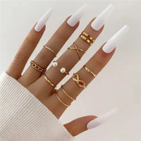 10pcs punk gold color wide chain rings set for women girls fashion irregular finger thin rings gift female knuckle jewelry party