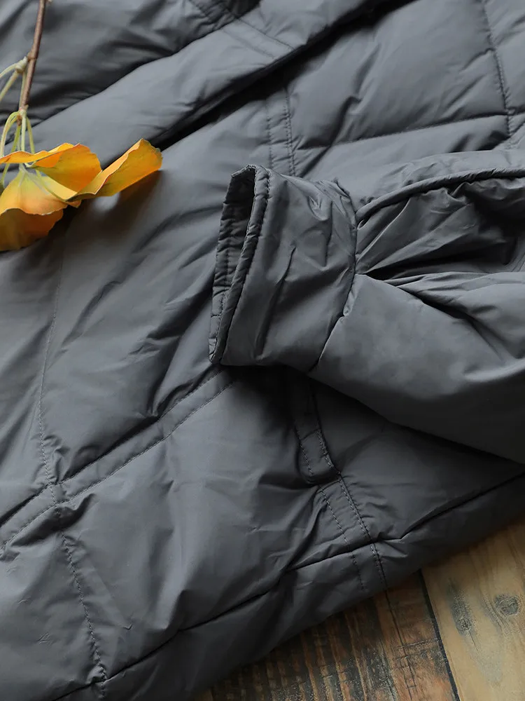 White Duck Down Cotton Jacket Woman Casual Literary All-match Slim Jacket 2022 Winter Korean Version Hooded Coat Trend N1503