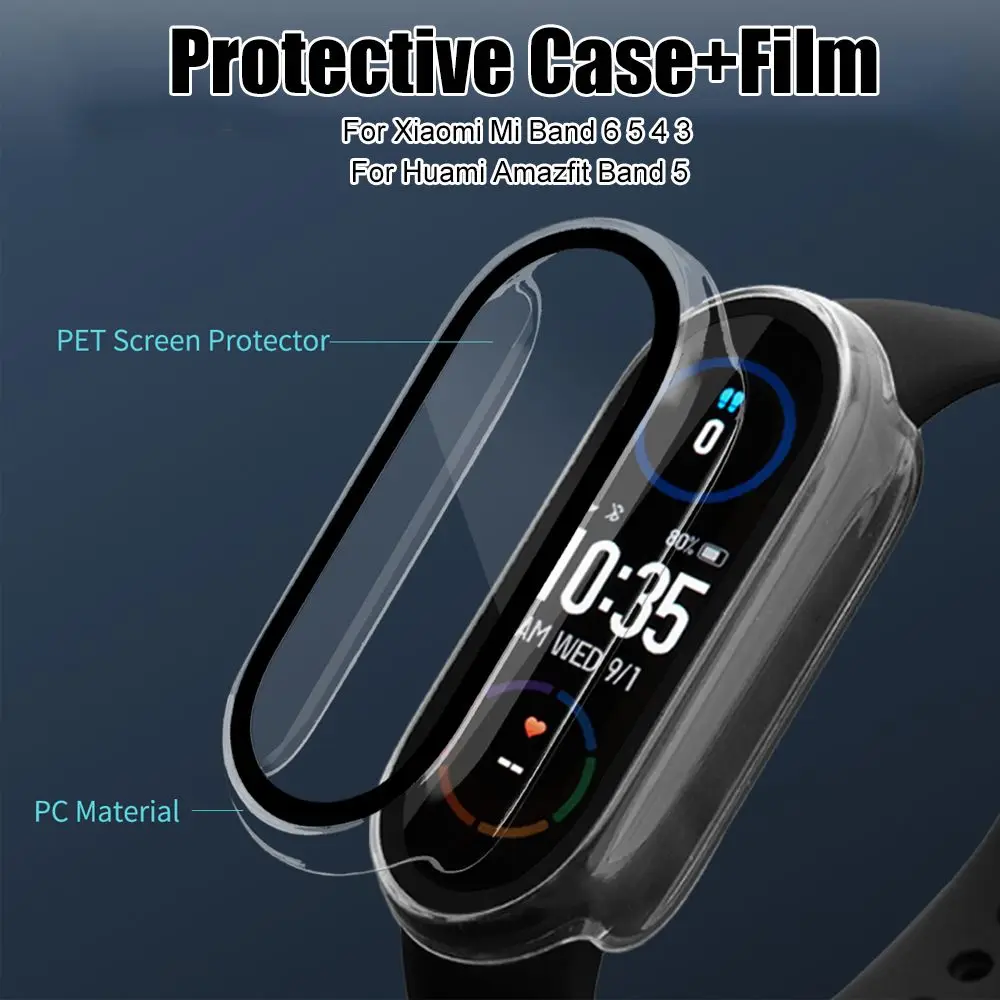 High Quality Bumper Fingerprint-proof PC Case Guard Shell Watch Frame Protective Cover For Xiaomi Mi Band 6 5 4 3|Amazfit Band 5