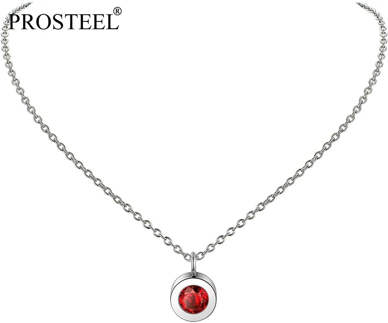 

PROSTEEL Womens Girls Dainty Birthstone Pendant Necklace 12 Months Available Sturdy 316L Stainless Steel Simple Link Chain