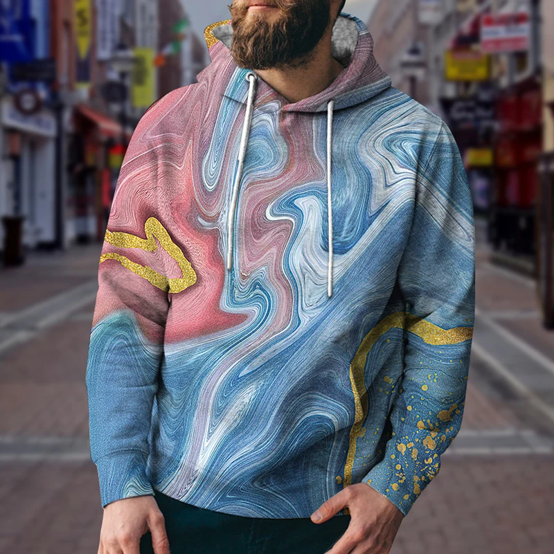 

Autumn New Colorful Starry Sky Cool Personality Print Hoodie Men's Hip-Hop Fashion Trend Trendy Pullover Sweater Sportswear