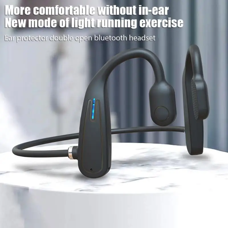 

E6 Bone Conduction Headphones Blue-tooth 5.0 Wireless Earphones Waterproof Sports Earbuds Headset With Mic For Running Cycling