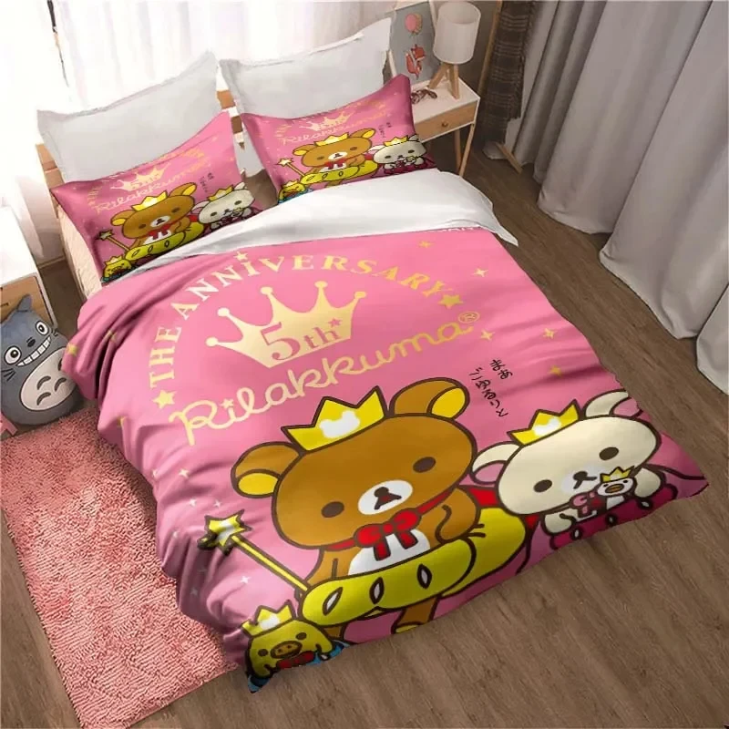 Комплект постельного белья Cute Rilakkuma Bear Kawaii пододеяльник одеяло наволочка King Queen