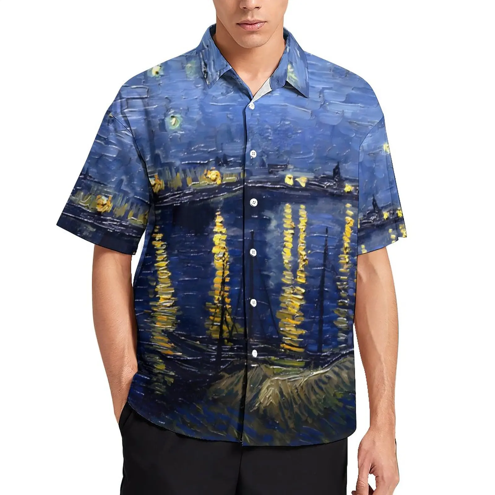 

Vincent Van Gogh Casual Shirt Starry Night Beach Loose Shirt Hawaii Funny Blouses Short-Sleeve Graphic Oversize Clothing