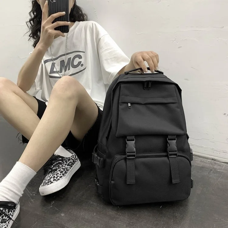 New men's simple fashion cool backpack leisure large capacity travel female student schoolbag Harajuku work clothes Backpack