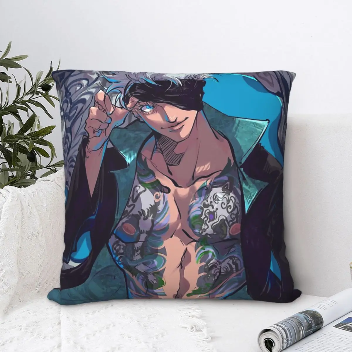 

Gojo Satoru Hug Pillowcase Jujutsu Kaisen Adventure Anime Backpack Cushion Bedroom DIY Printed Office Coussin Covers Decorative