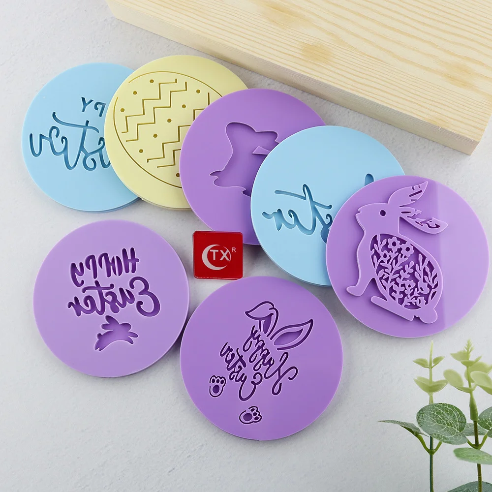 Easter Egg Rabbit Acrylic Cookies Cutter Cute Bunny Stamp Embossed Fondant Sugar Craft Cake Mold Baking Decorating Tools | Дом и сад