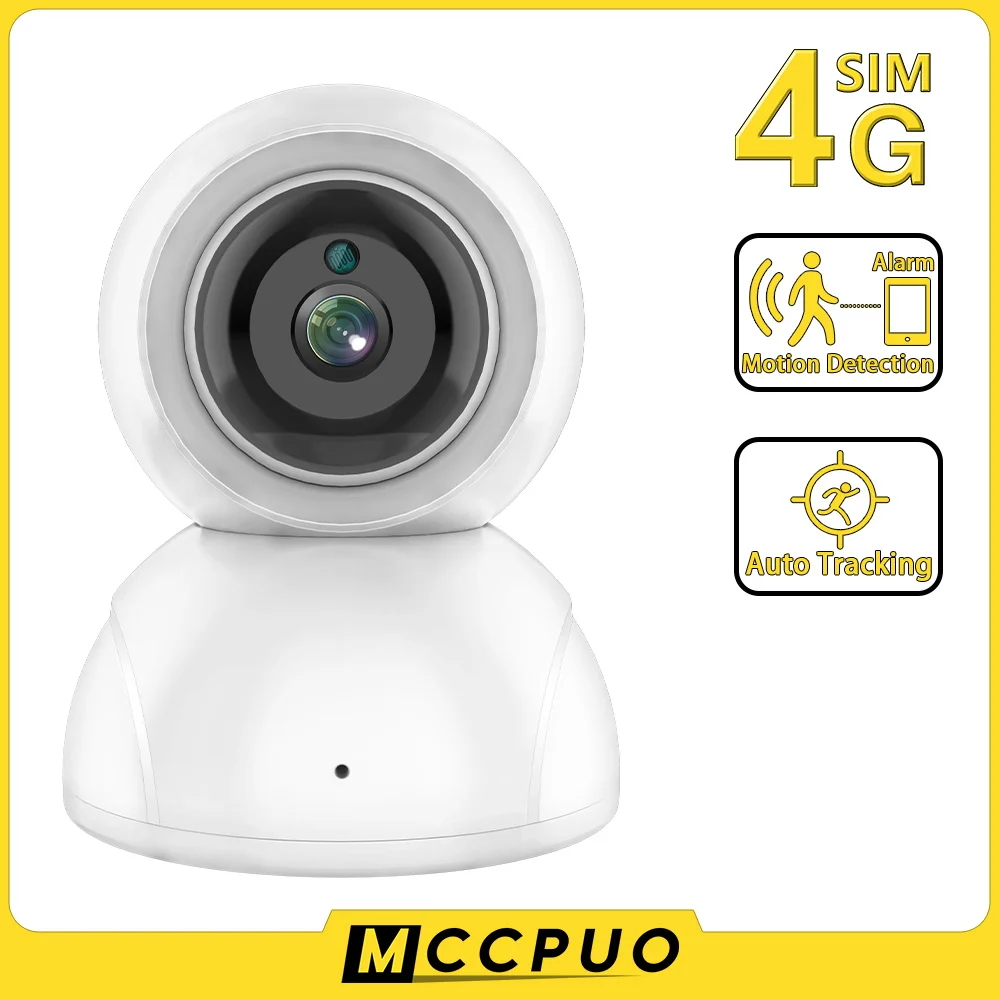 

Mccpuo Home Security 4MP 4G SIM Auto Tracking Night Vision IP Camera Motion Detection Two-way Voice CCTV Indoor Baby Monitor