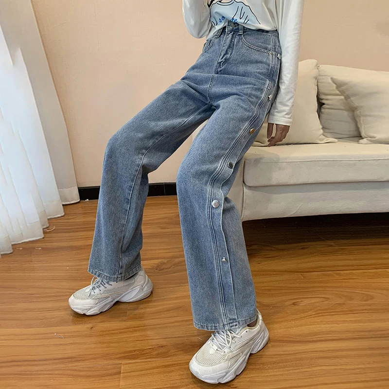 

N5618 New slim and versatile wide-leg trousers loose straight-leg pants jeans