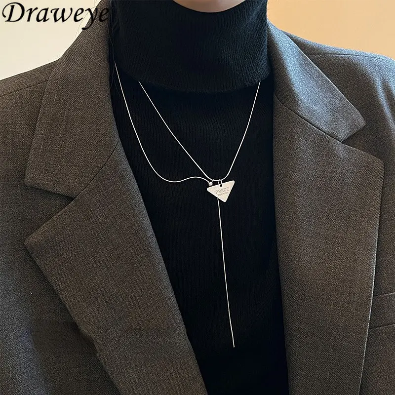 

Draweye Minimalism Necklaces for Women Geometric Sweater Chains Tassels Chokers Vintage Jewelry Metal Hiphop Pendant Necklace